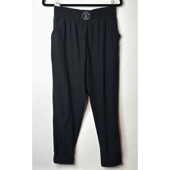 Uniquely Lorna Jane Jet Black Active Club Elastic Jogger Pants Side Pockets S - Picture 1 of 13